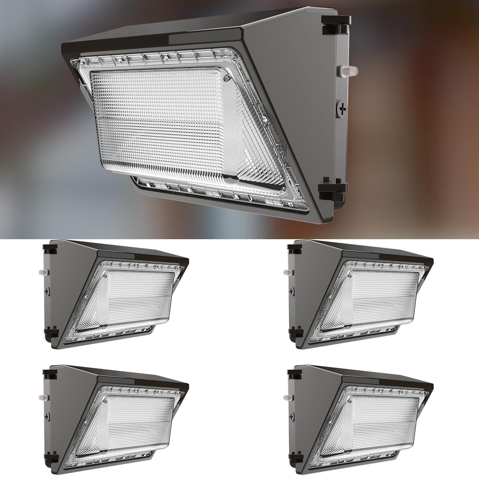Lightdot 4 Pack 250W LED Wall Pack Lights, Black Outside LED Exterior Light