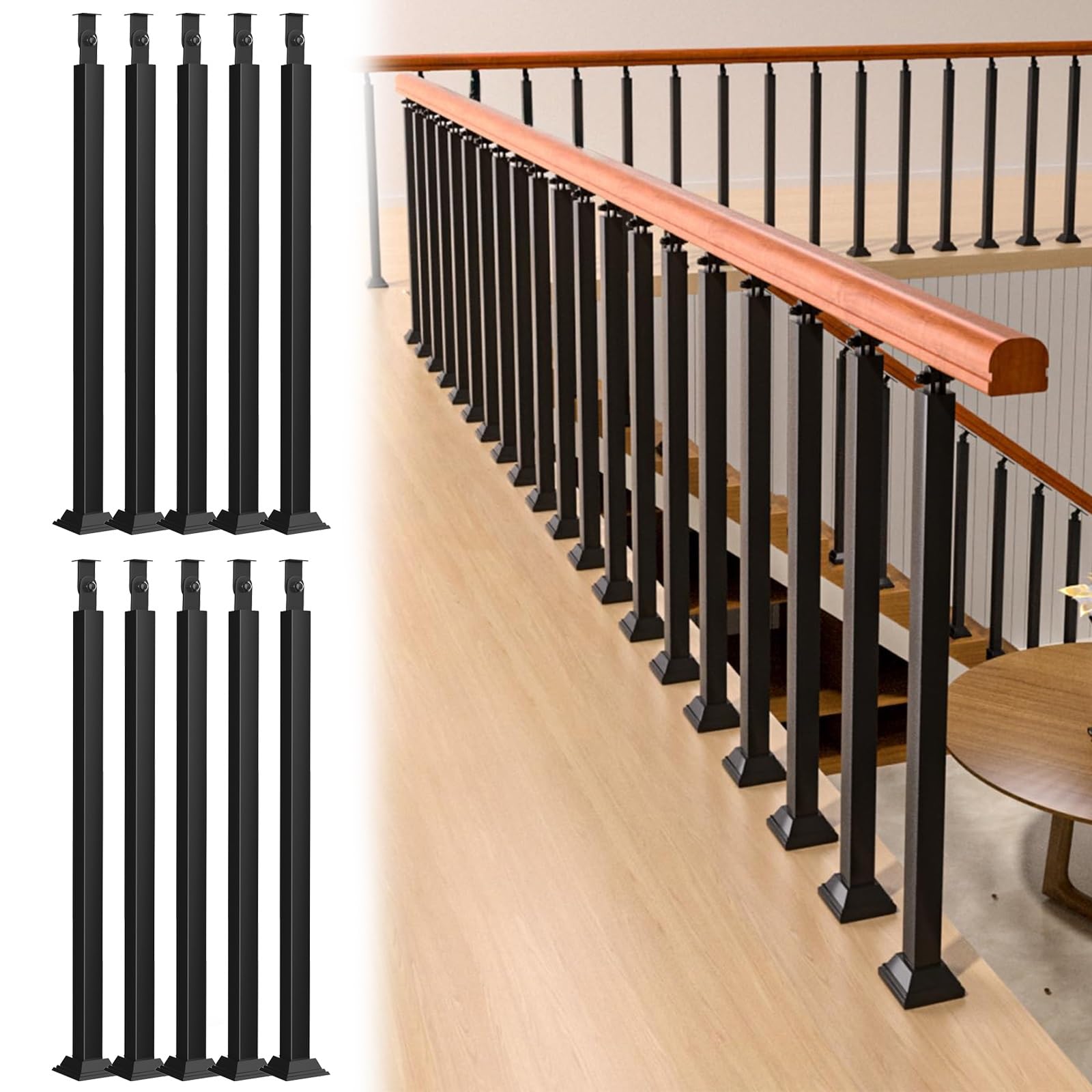 Fixation au sol carrée pour balustres de rampe d'escalier stables et sans jeu