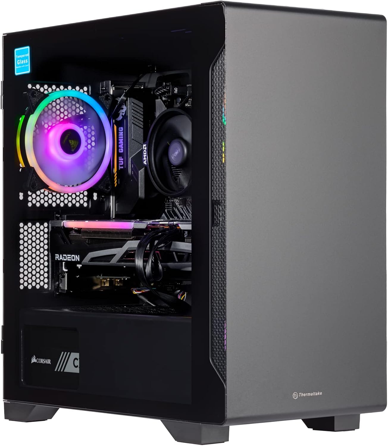 Velztorm Erebix Custom Built Gaming Desktop PC (AMD Ryzen 3 3100, Radeon RX 9070 XT, 32GB DDR4, 2TB PCIe SSD, 750W PSU, WiFi 4, RJ-45, HDMI, Win 11 Pro)