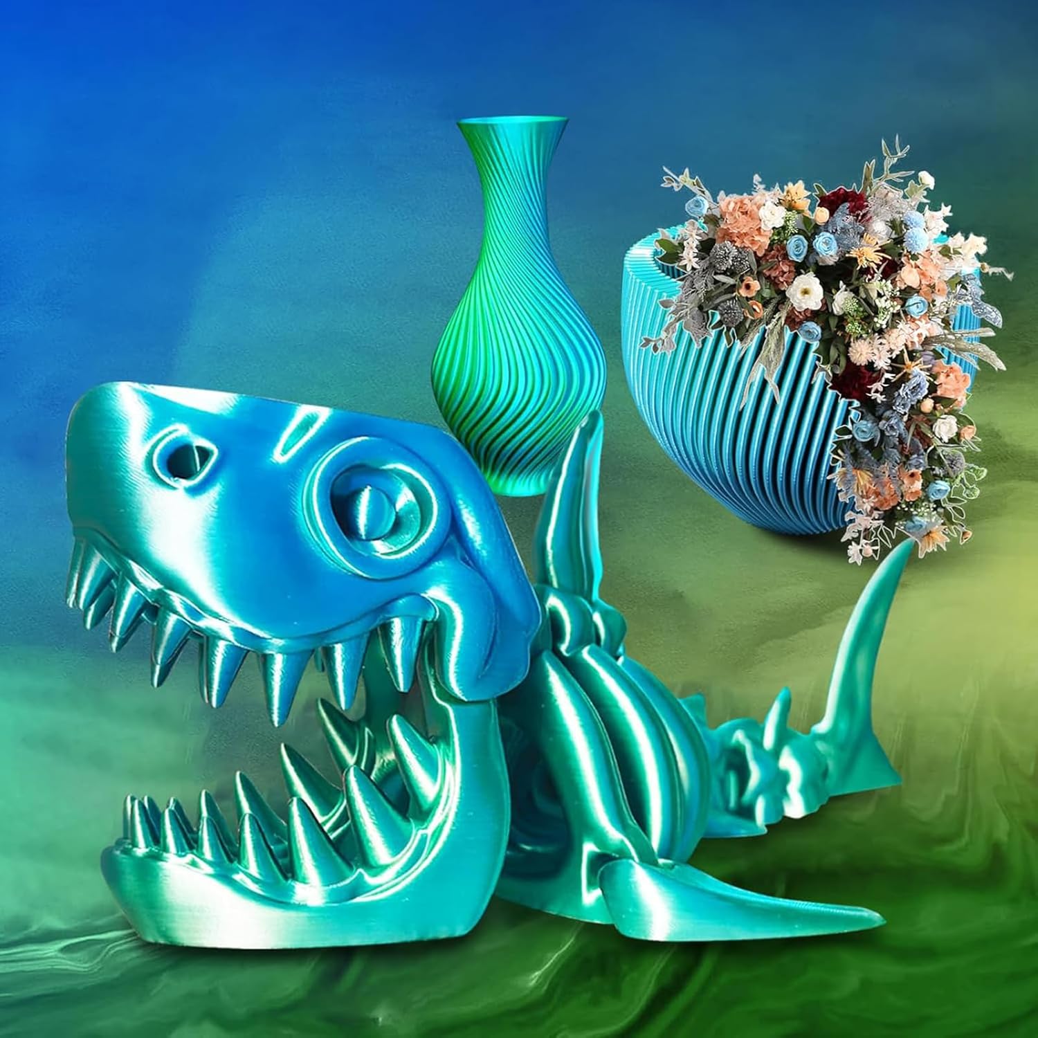 YOUSU Silk PLA Filament for 3D Printer, Dual Color 3D Printing Material, 175mm. Dimensional Accuracy / 003mm., Shiny Pearlescent with Good Adhesion, Vacuum Sealed (1)