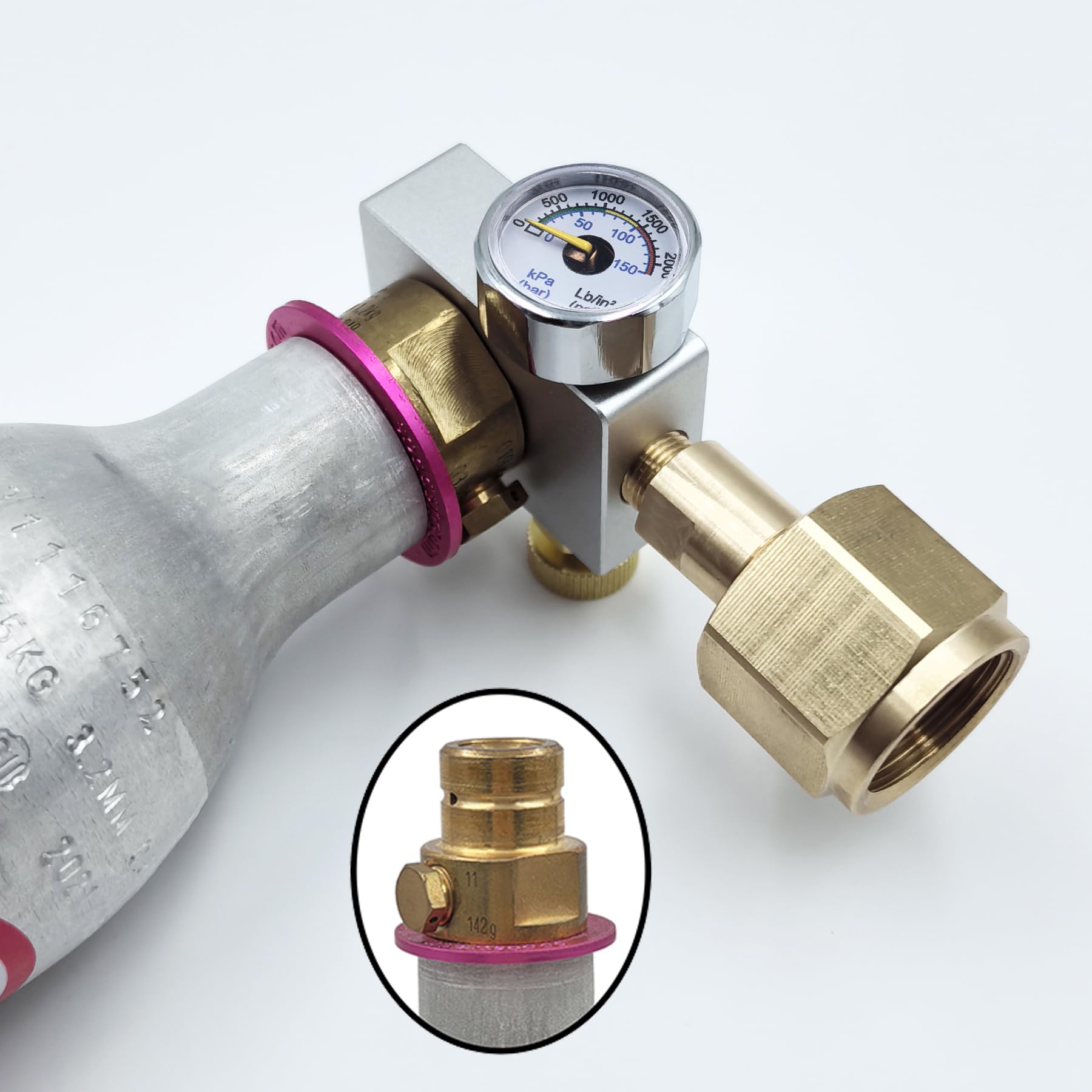 DRYHTEN Estación de llenado de agua de soda, dióxido de carbono, cilindro rosa, con adaptador de recarga para botella de CO2 DUO Terra ART Gaia Quick Connect