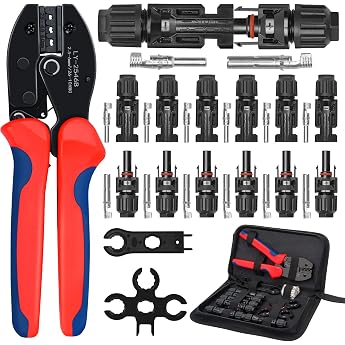 Solar Crimping Tool Set for 2.5 4 6 mm  Solar Panel Solar Cable 6 Pairs Male Female Solar Plugs 2 x Wrenches 1 x Crimper Crimping Tool for Solar System Photovoltaic