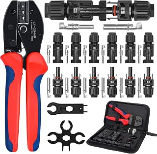 Solar Crimpzange Set für 2.5 4 6mm² Solarpanel Solarkabel, 6 Paar Männlich Weiblich Solarstecker, 2 Stk Schraubenschlüssel, 1 Stk Crimper Crimpwerkzeug für Solaranlage Photovoltaik