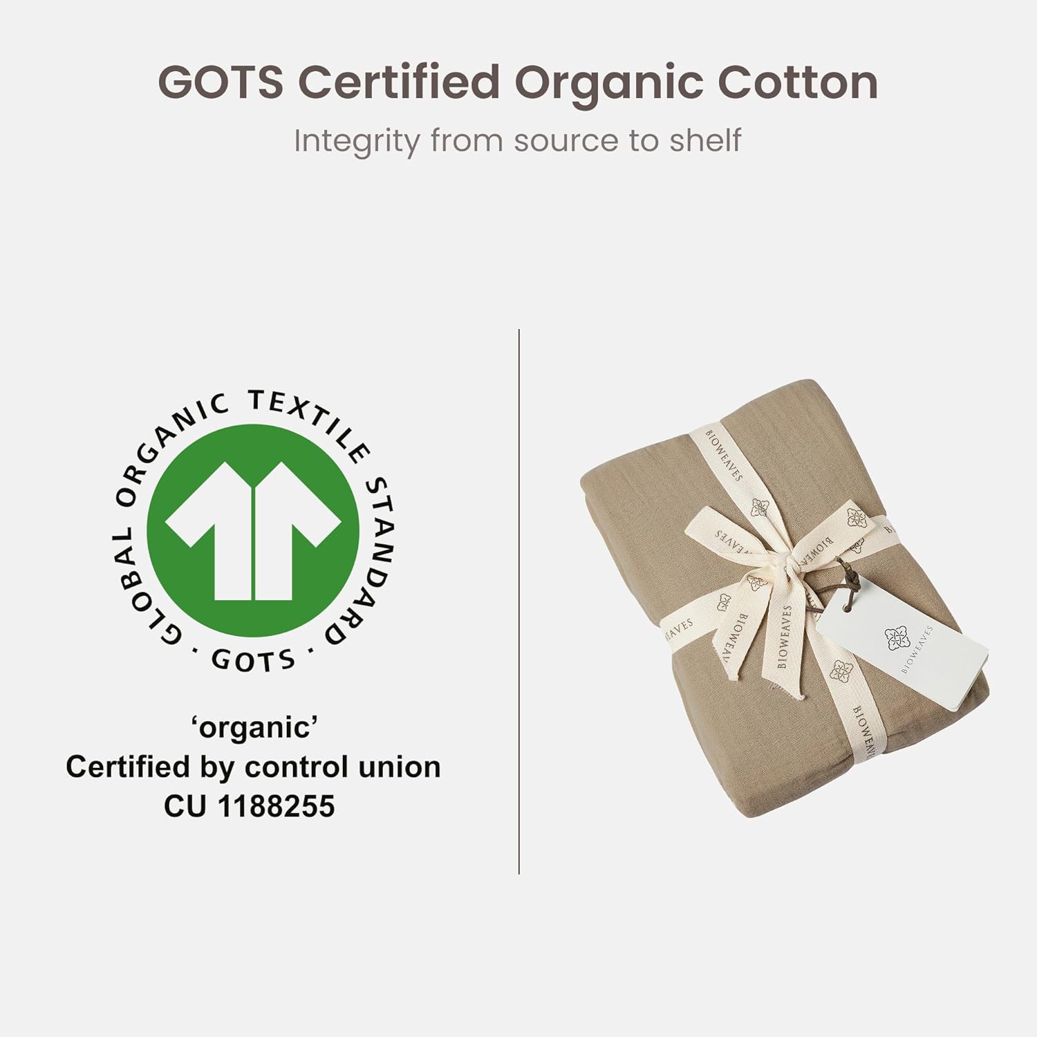 Bioweaves Organic Cotton Muslin Crib Sheet, GOTS Certified Fitted Crib Mattress Sheet, Extra Soft & Breathable for Toddler, Baby Boys & Girls, 52" x 28”, 8 Inch Pocket, Irish Cream, Pack of 2