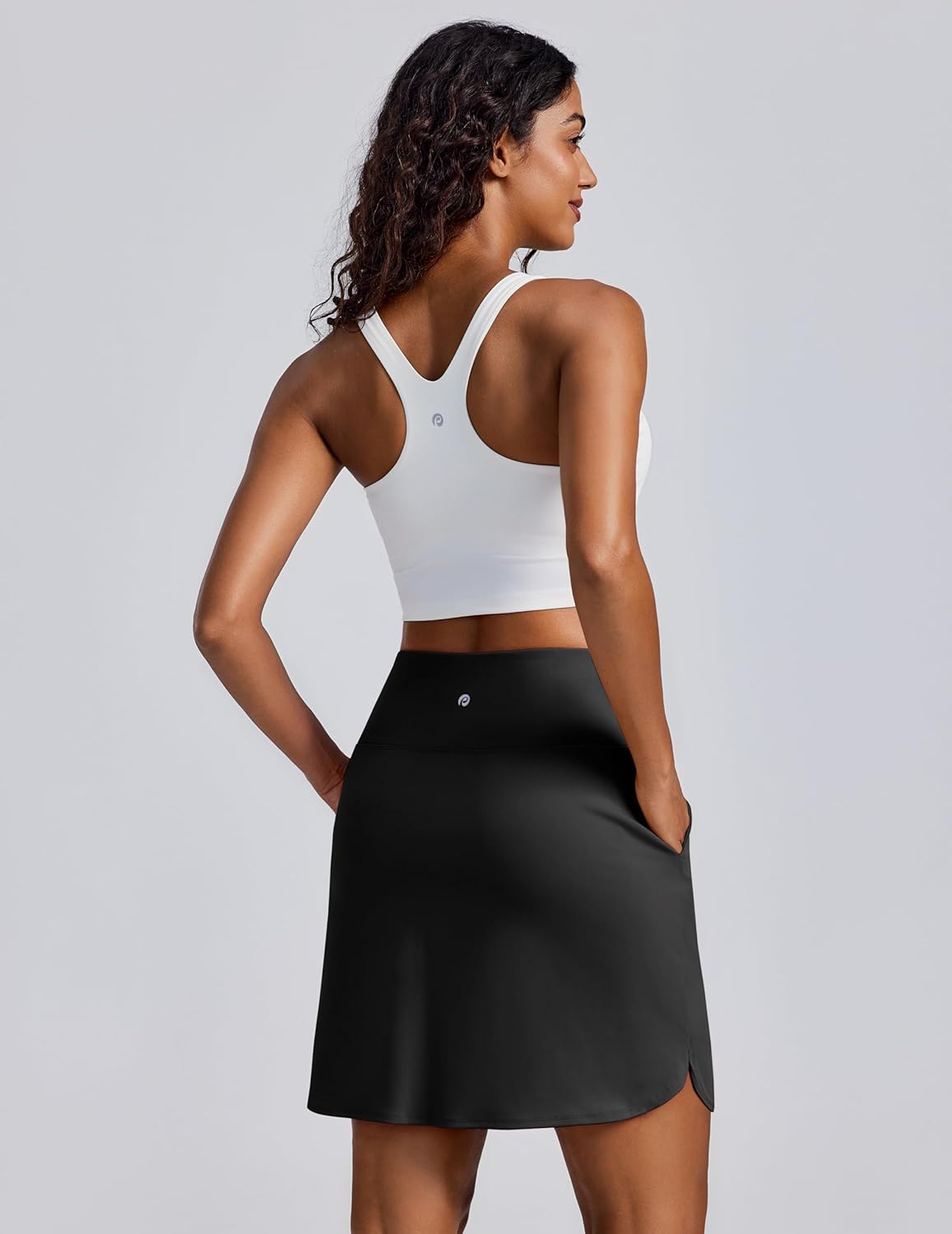 PINSPARK 18" Skorts for Woman Above Knee Length Athletic Golf Skirts 3 Pockets UPF 50+ High Waist Pickleball Tennis Skirt - Image 2