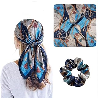 ARMOXA Head Scarf for Women Head Scarves Silk Like Satin Neck Scarfs Square Bandana Hair Wraps Scarf for women with 1 scru...