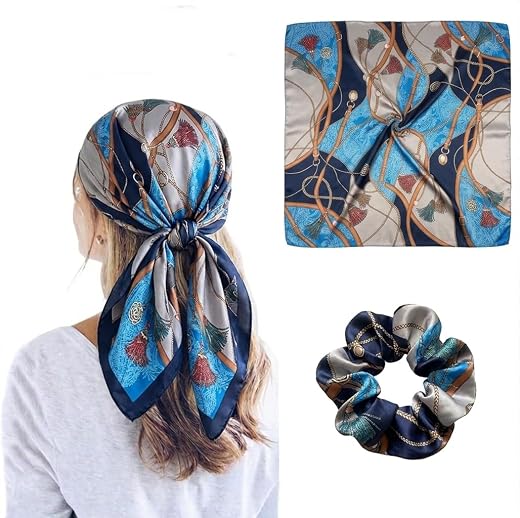 ARMOXA Head Scarf for Women Head Scarves Silk Like Satin Neck Scarfs Square Bandana Hair Wraps Scarf for women with 1 scru...