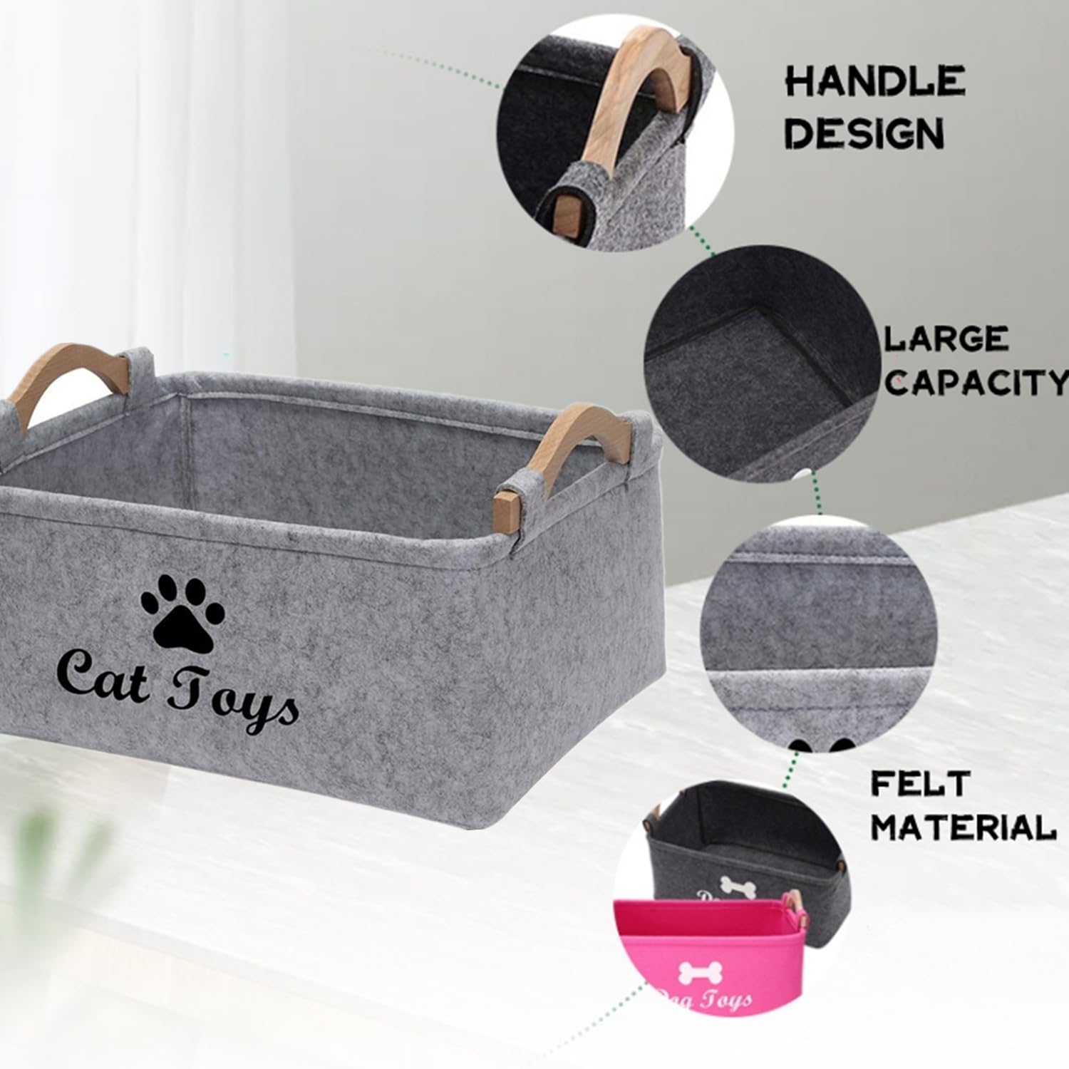 Cestino Porta Giocattoli Per Cani E Gatti - In Corda Di Cotone, Morbido E Lavabile - Foto 1