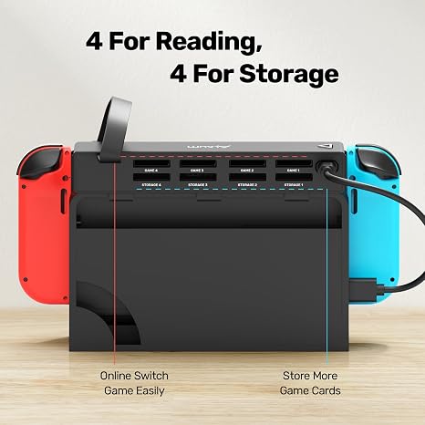 Alxum Switch Game Card Reader, 8 in1 Switch Game Card Holder Multi Switcher