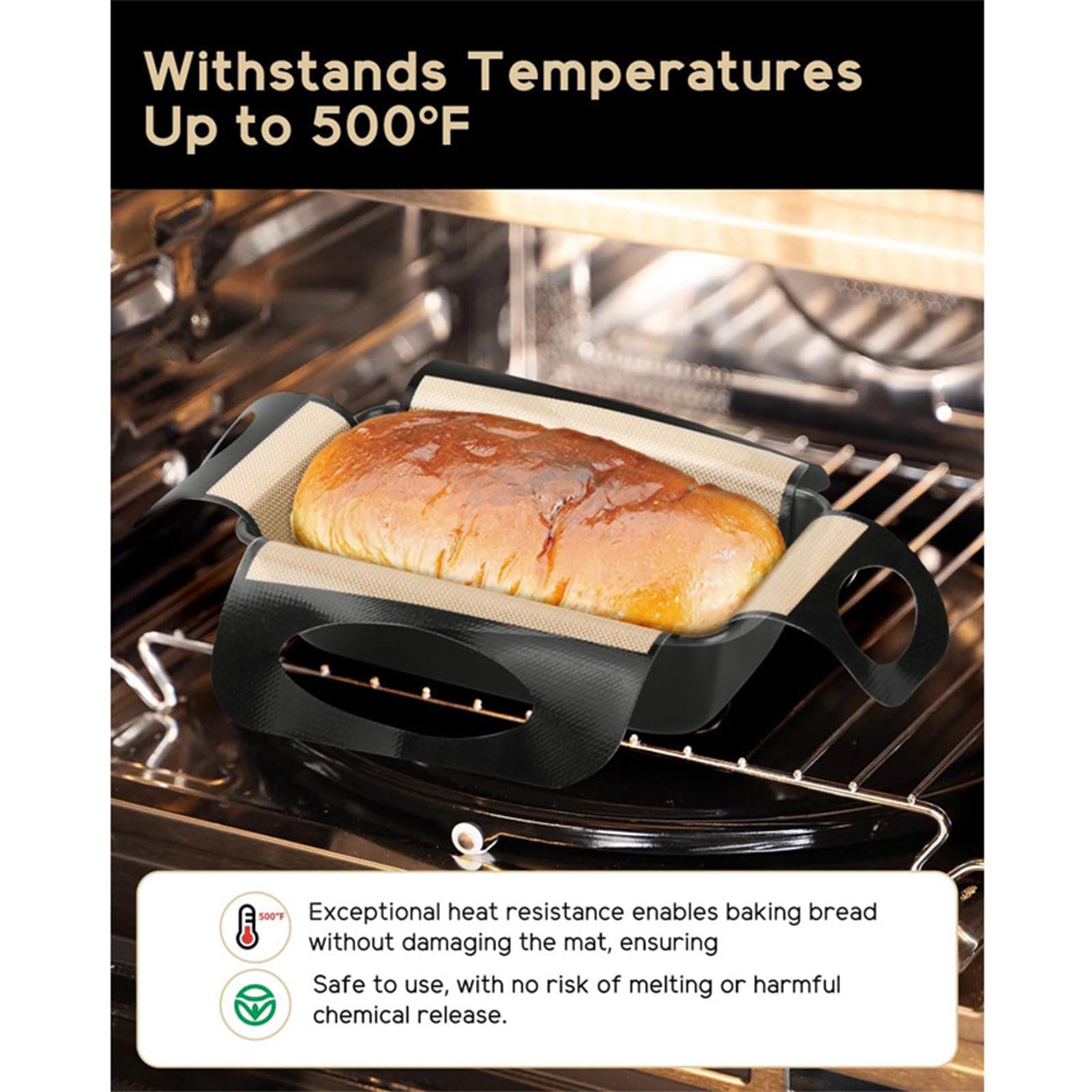 Tapis de Cuisson réutilisable pour pâtisserie avec intérieur en, détail du Cadre surélevé, Aide à la pâte à Pain pour Un Usage Domestique, Tapis de préparation de pâtisserie, Four réutilisable