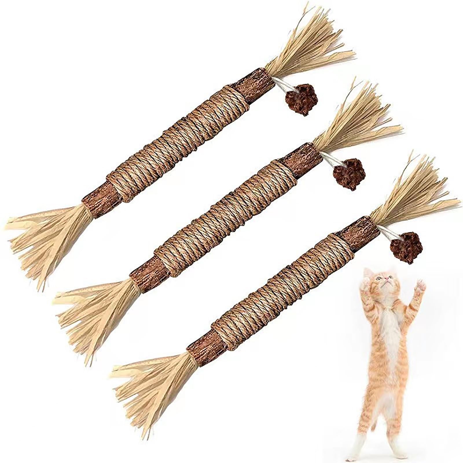 KMZ3Pcs Cat Chew Sticks Catnip Toys Cat Teeth Cleaning Teeth Chew Toy for  Indoor Cat Teeth Cleaning Kitten Teething and Stress Release