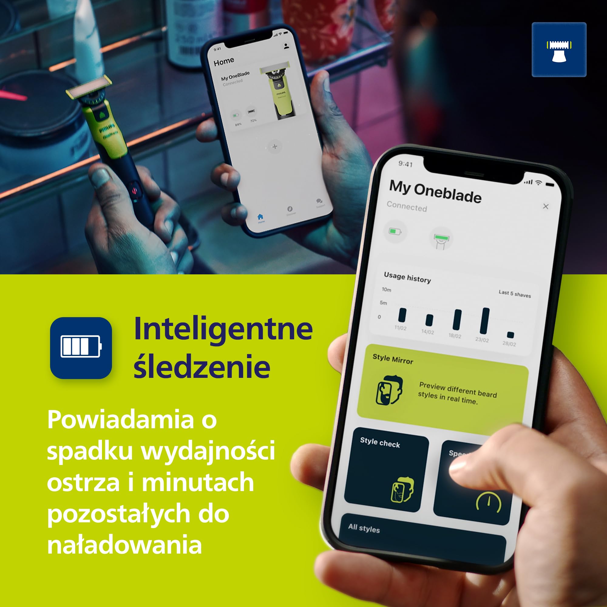Philips OneBlade 360 Autentyczny Połączony Elektryczna golarka do twarzy i ciała, trymer do brody i groomer, 360 i oryginalne ostrzy, regulowany grzebień 5w1, zestaw do ciała, etui podróżne, QP4631/65