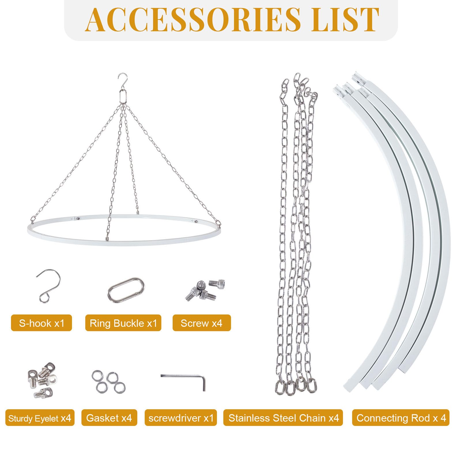 Anneau de suspension décoratif moderne en métal - Design amovible - Parfait pour la décoration de mariage