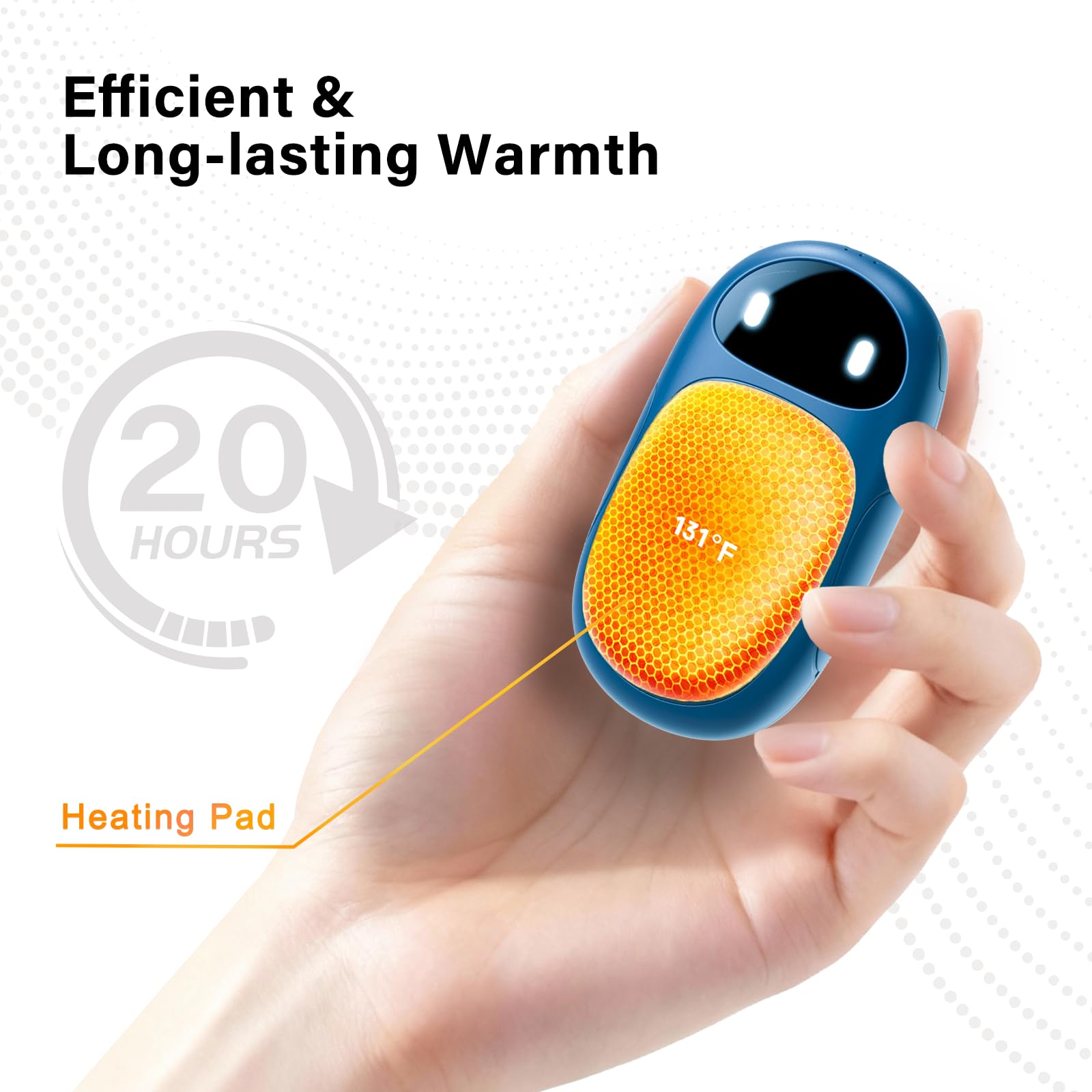 Calentadores de manos recargables, paquete de 2, chips inteligentes AI de 20 horas de calor seguro, calentadores de manos eléctricos magnéticos, regalos para Navidad, al aire libre, golf, caza
