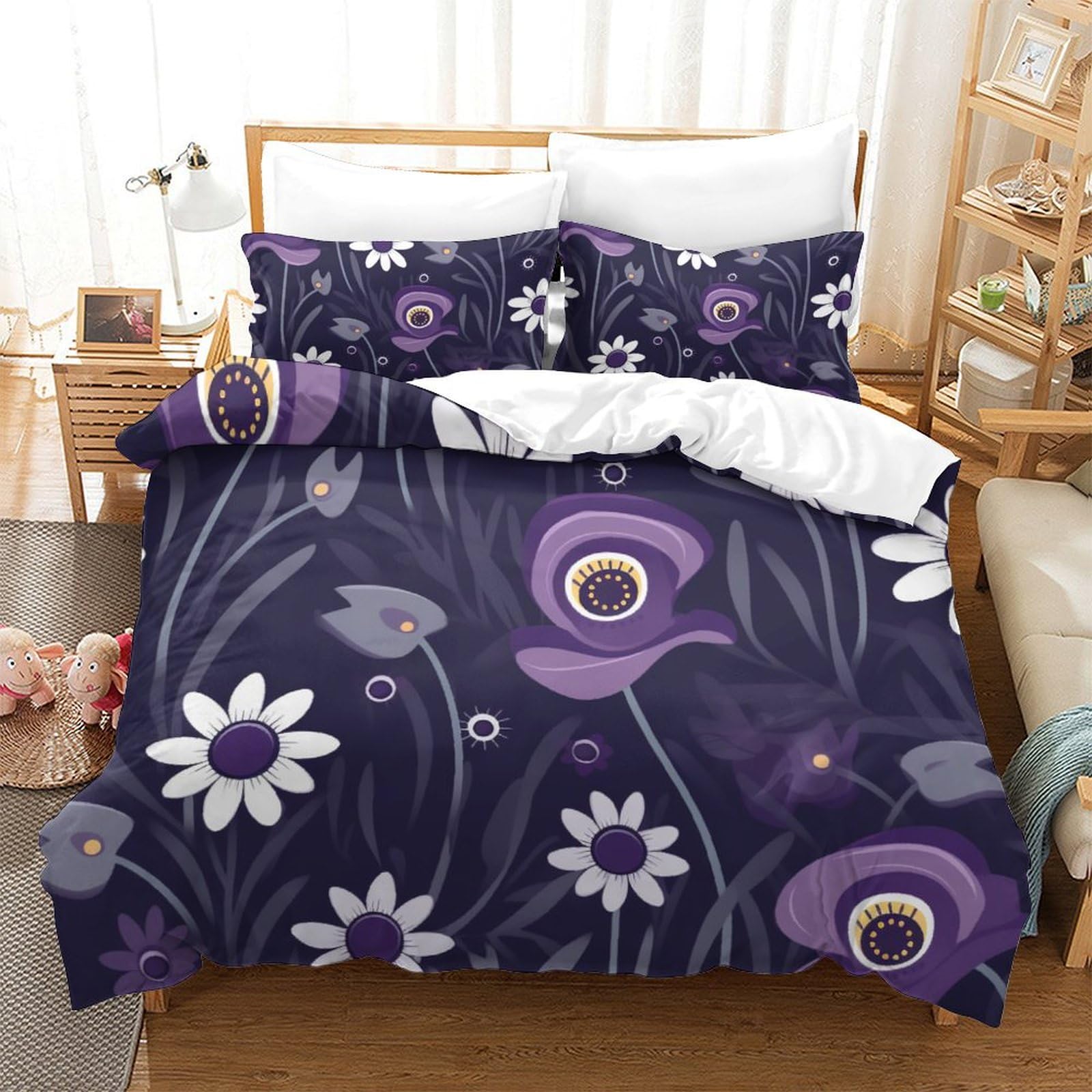 Parure housse de couette antibactérienne en microfibre 3 pièces pour un sommeil sain