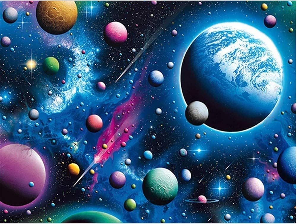 Diamond Painting Planète colorée pour Décorer un Salon Kit de Broderie 5D 70x90cm