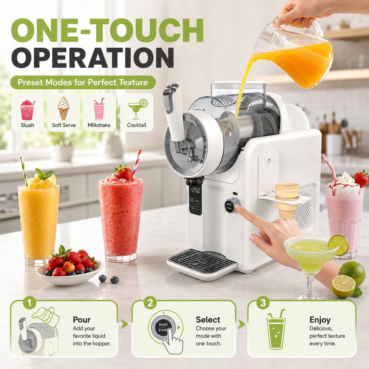 Slushie Maszyna do lodów domowych 2 l, miękka maszyna do lodów z regulowaną konsystencją, koktajl mleczny i urządzenie do smoothie, samoczyszczący ekspres do deserów i napojów, czarna