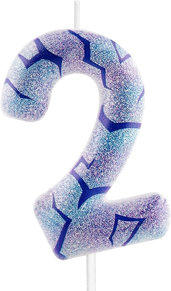 Yiran Kpop Theme Birthday Candles for Cake, Purple Tattoo Design Number 2 Candle, Kpop Theme Cake Toppers for 2nd Birthday Party Decorations