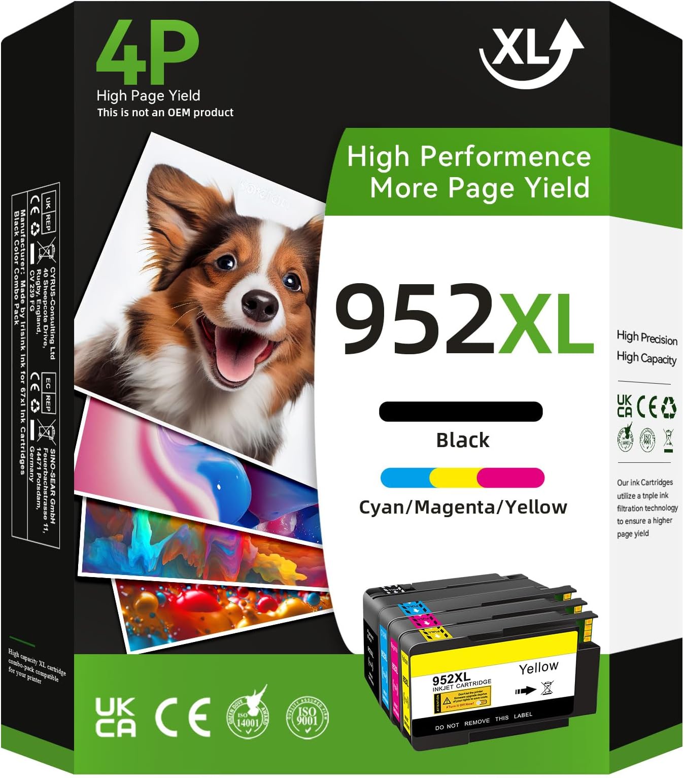 1-Pack Remanufactured HP 952XL Black Ink Cartridge - Compatible With OfficeJet 7740, 8702, 8715