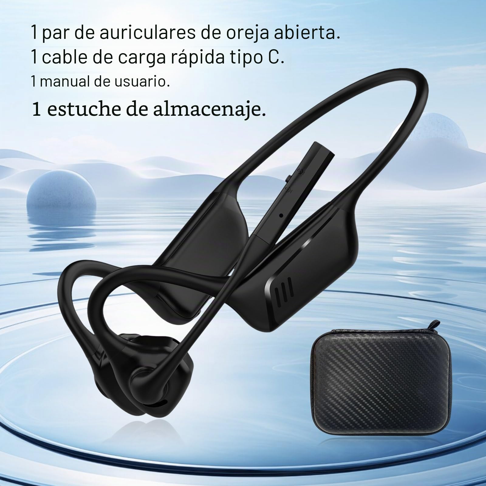 LK02 - Auriculares Bluetooth de oreja abierta con micrófono, cancelación de ruido inalámbricos con botón de silencio, compatibles con aptX/aptX-LL/aptX-HD, diseñados para reuniones, oficina en casa