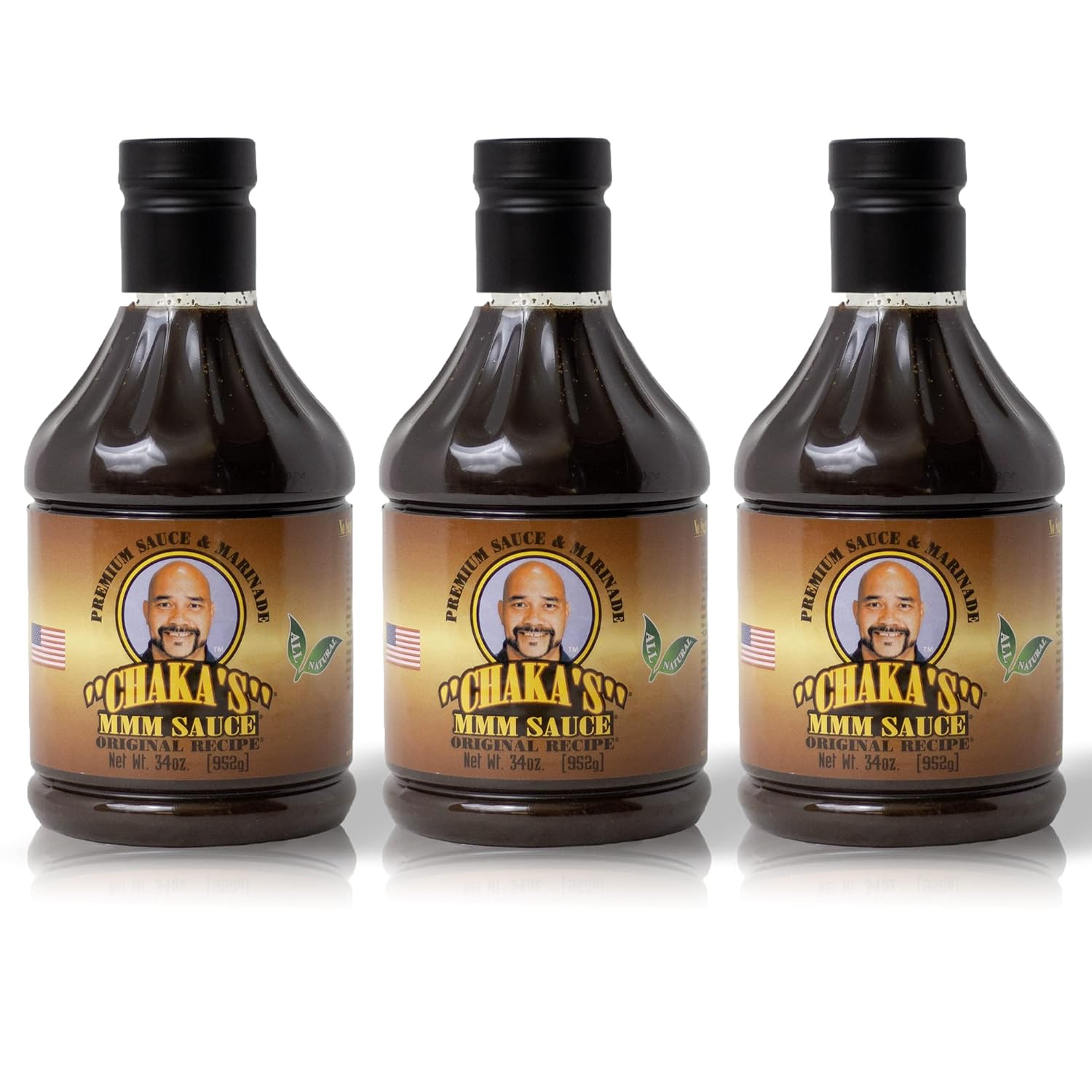 Chaka’s MMM Sauce Original Marinade (34oz) - Pack of 3 - Keto, Sugar Free, Low Carb Marinade