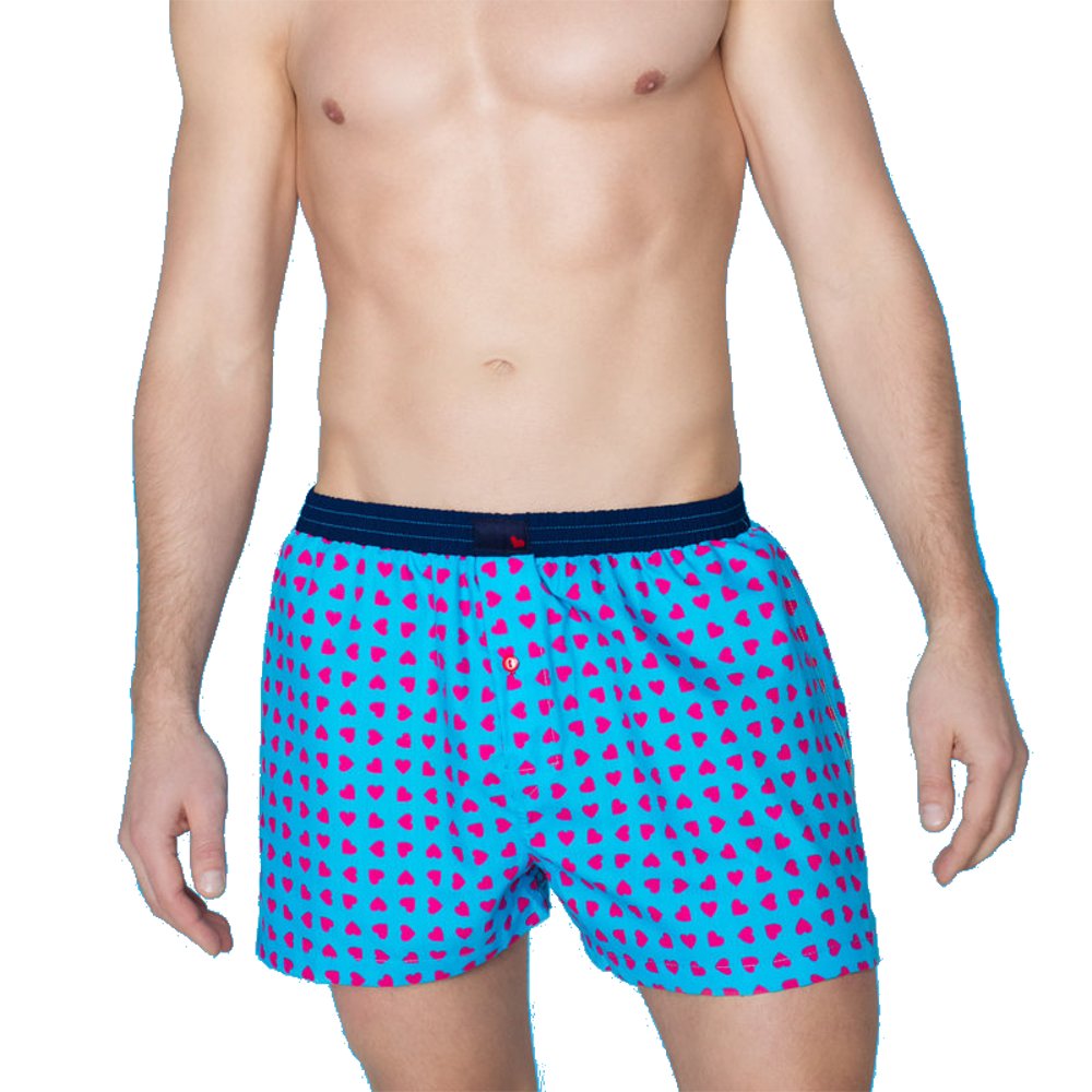 UnabuxBoxer Short Sweety - Blue with red Hearts
