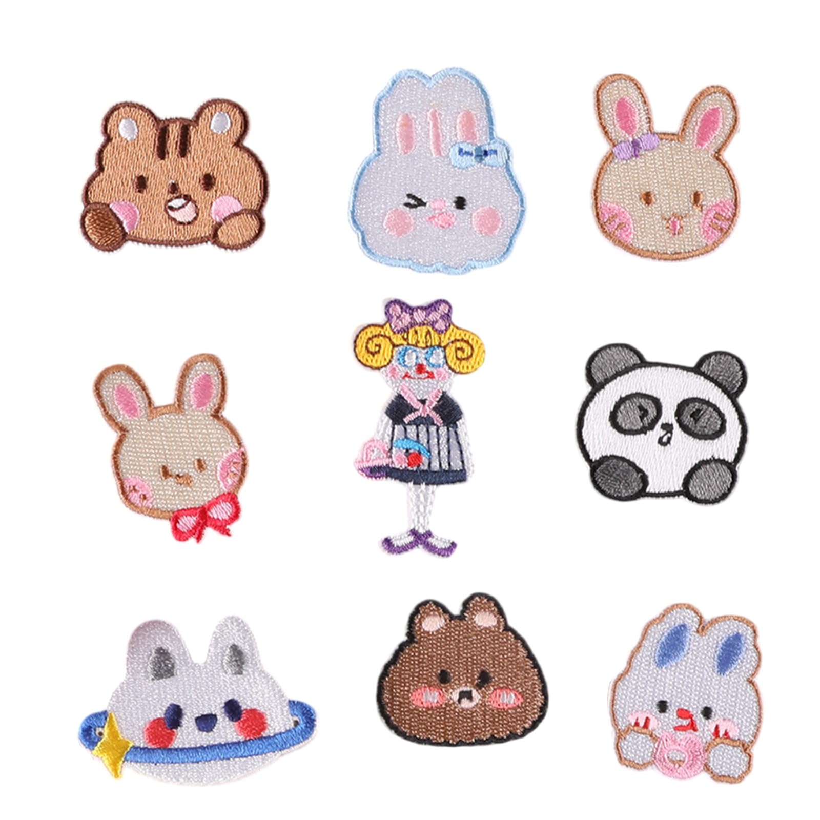 Tsophreniq 9 Pcs Rabbits Embroidered Patches Cartoon Panda Sewing Patches Iron on Applique Sew on for Bag