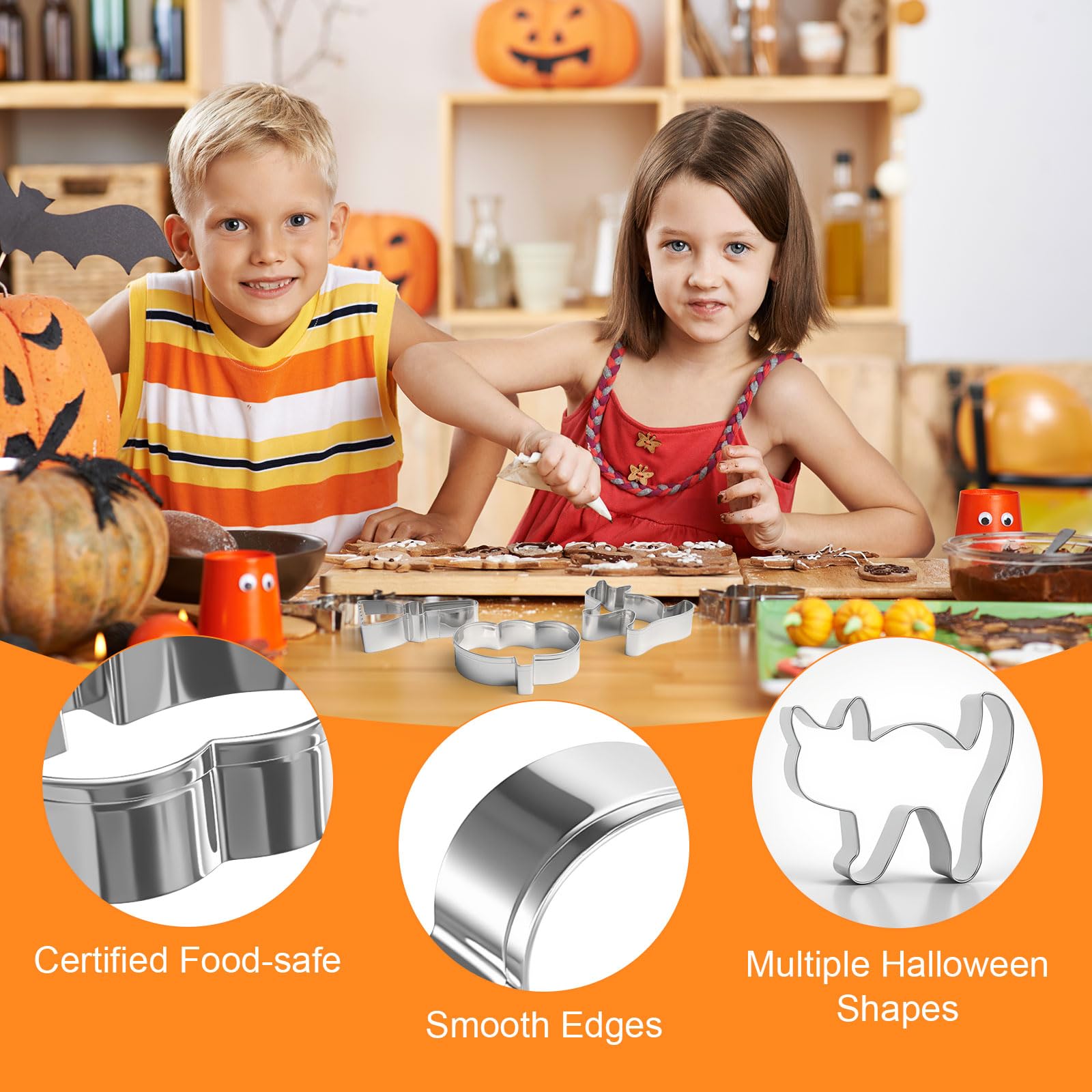 Halloween Keksausstecher Set 12-teilig - Geister, Fledermäuse, Kürbisse - Edelstahl