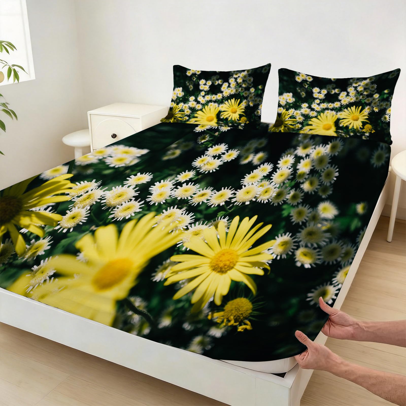 Sábana Bajera Ajustable 180 x 200 Margarita Tema Floral