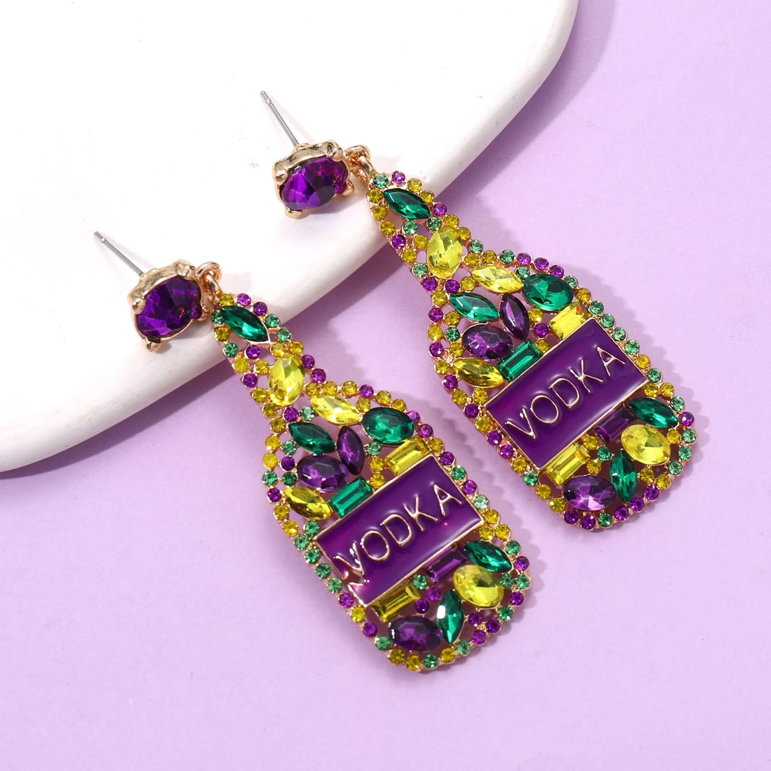 NLCAC Champagne Earrings Sparky Rhinestone Vodka Champagne Bottle Drop Dangle Earrings Wedding Holiday Celebration Party Earrings Gifts for Women - Image 3