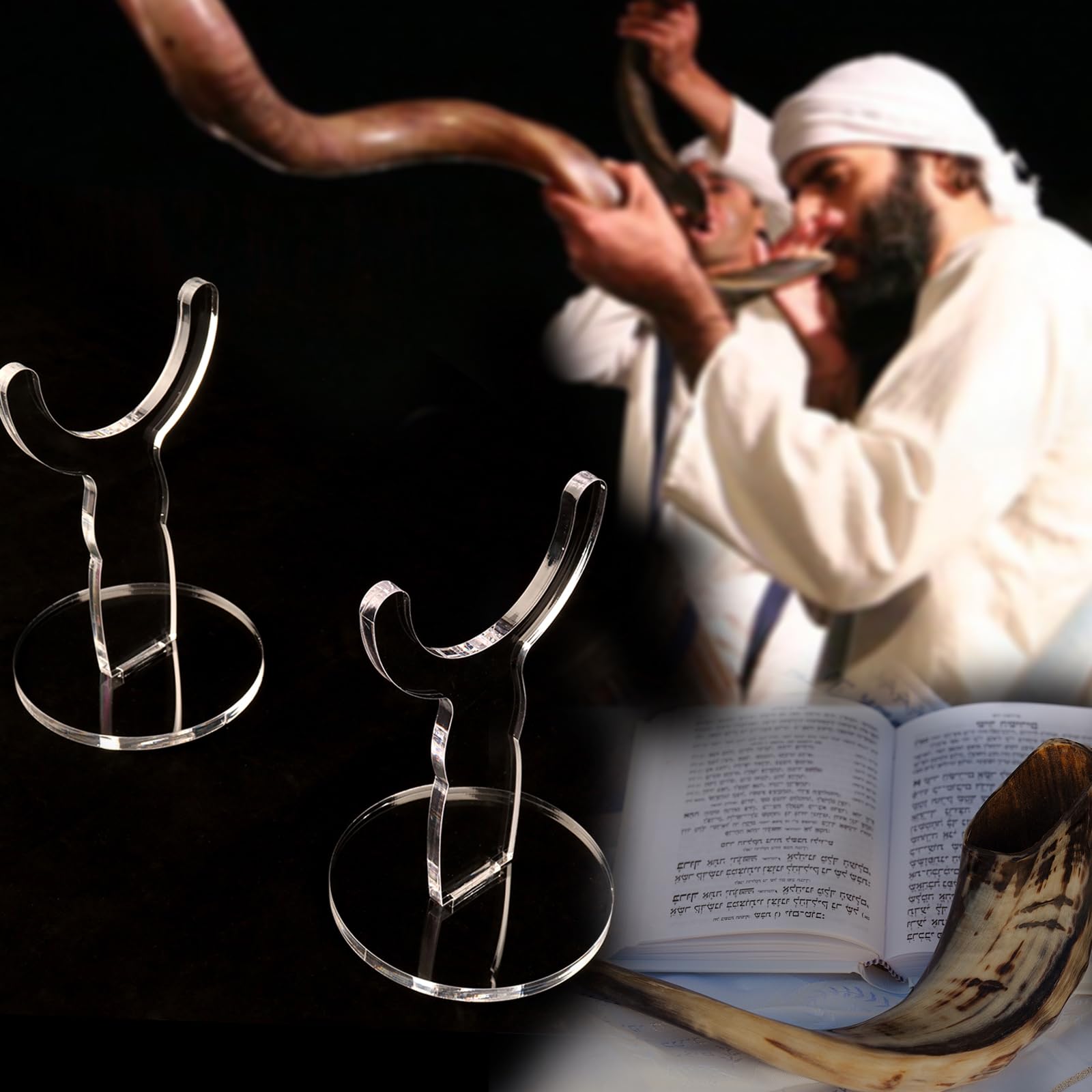 Yemenite Shofar - Soporte de exhibición de cuerno acrílico transparente para Oryx, Kudu, Cuerno de carnero, Shofars yemenita (transparente)
