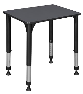 Romig 18.5 x 26 in Rectangle Height Adjustable Classroom School Desk- Grey