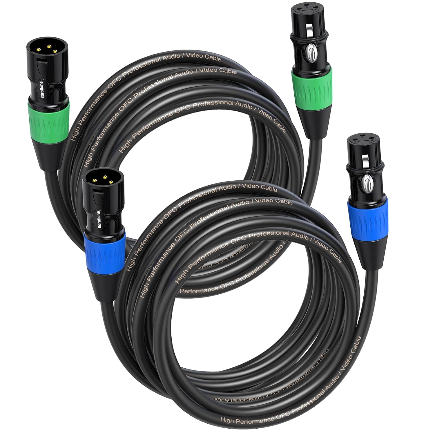 XLR Cables, Microphone Cables 50ft 2Packs, Gold-Plated 3-pins XLR Speaker Male to Female Mic Cable Compatible with Microphones, Stage Lighting, Speaker Systems and More