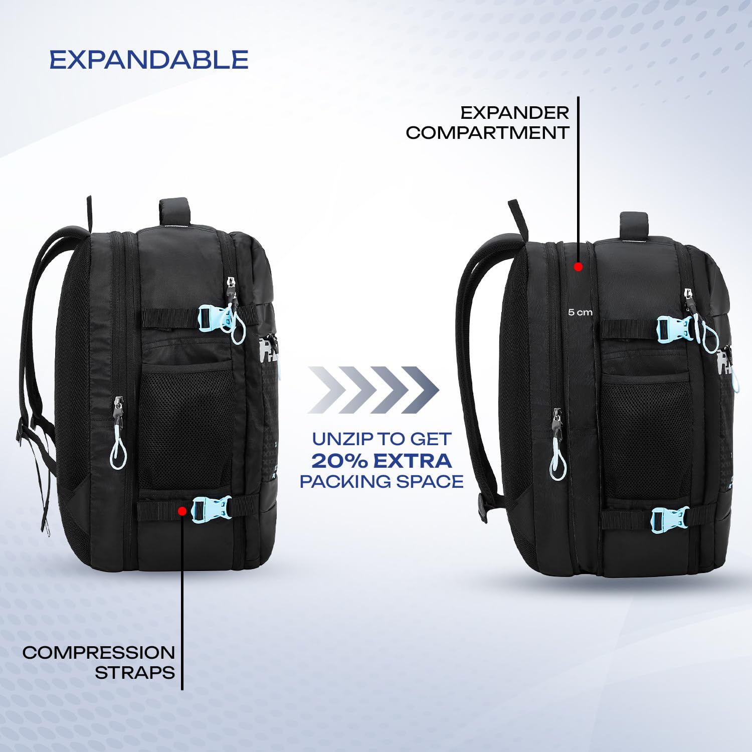 Safari Weekender 45L Expandable Overnighter Casual Hiking Travel Backpack Large size Laptop Bag for Man and Women with suitcase compartment, Ideal for Office Use, Work Trips, College, boys and girls — Amazon image 2