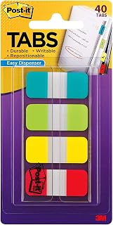Post-it Tabs.625 x 1.5 Inches, 4 Colors, 10/Color, 40/Dispenser (676-ALYR)