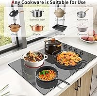 Vista 5 de Karinear Estufa eléctrica de 30 pulgadas, 4 quemadores, control de perilla, estufa eléctrica de vidrio con hermoso patrón de madera, placa