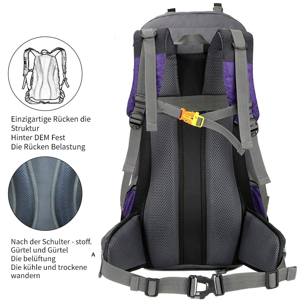 Sac à dos étanche 60 l - Ultra léger - Pliable - Pour la pêche d'escalade - Pour le camping et l'extérieur - Avec housse de pluie