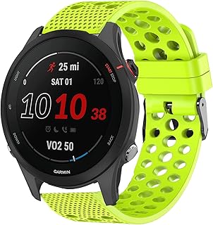 Lamshaw Compatible with Garmin Forerunner 255 Bands, Silicone Replacement Wristbands Sport Strap with Metal Buckle Compatible with Garmin 255 46mm Smartwatch (Green)