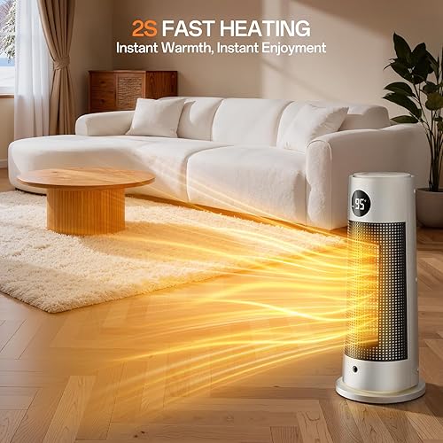 Miniatura 4 de Calentadores de espacio para uso en interiores, calentador eléctrico portátil con luz nocturna, calentador de cerámica PTC de 1500 W con 4 modos,