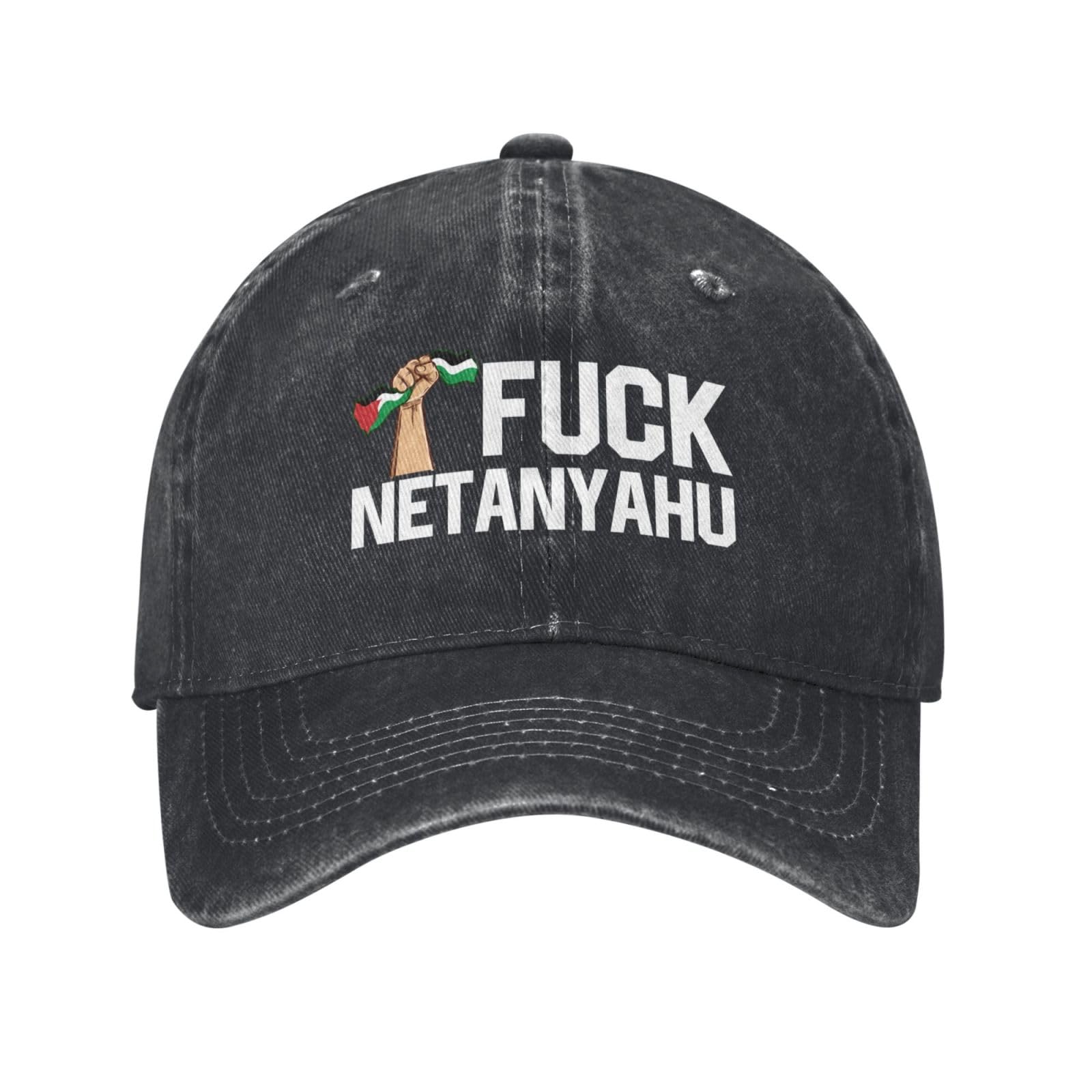 Gqwjksz Unisex Black Fuck Netanyahu Hat Fuck Israel Hat Free Palestine Baseball Cap For Men Women
