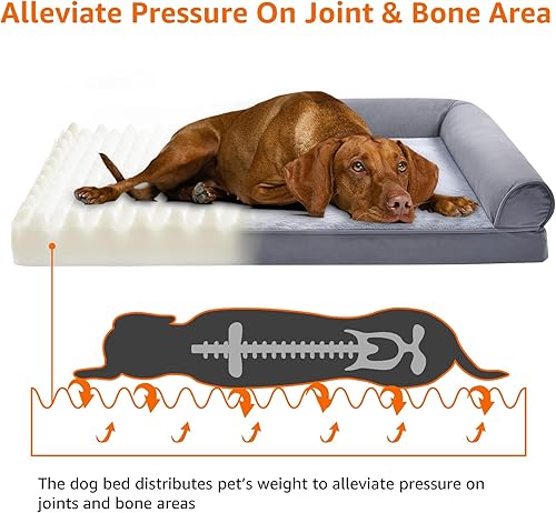 Miniatura 4 de Tienda Basics Sofá cama para perros con espuma de alta calidad, soporte de alivio de presión para perros de hasta 90 libras, funda lavable a