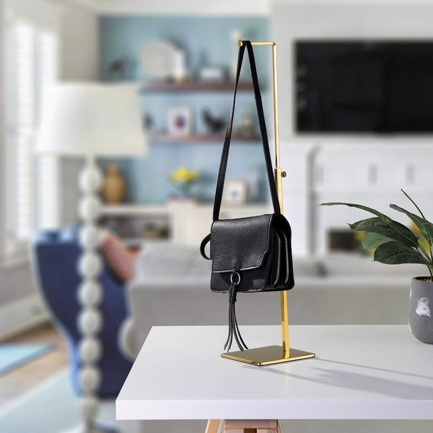 Gold Purse Display Stands - 2 Pack Adjustable Height Purse Display Stand - Metal Handbag Display Stand Set - Single L Hanging Hook Bag Stand for Boutique Store - Image 4