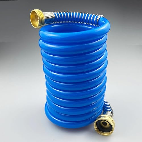 Miniatura 2 de Manguera de bobina de poliuretano resistente, manguera de jardín autoenrollable con accesorios de latón macizo, retráctil, resistente a la