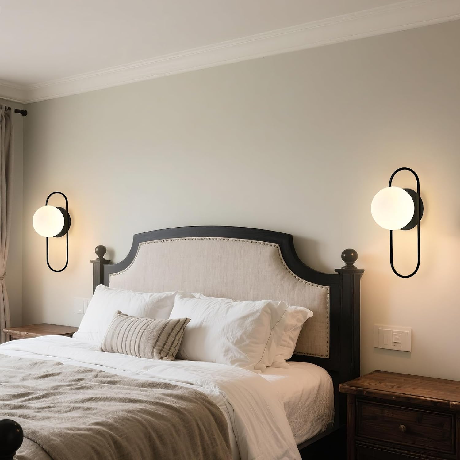 Black Wall Lamp Indoor Wall Sconce Light Round Vanity Light Fixture for Living Room