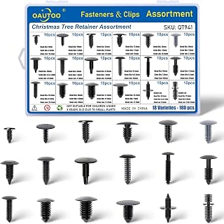 OAUTOO 180pcs Single Head Xmas Tree Retainer Clip Assortment Automotive Push Pin Rivets Kit