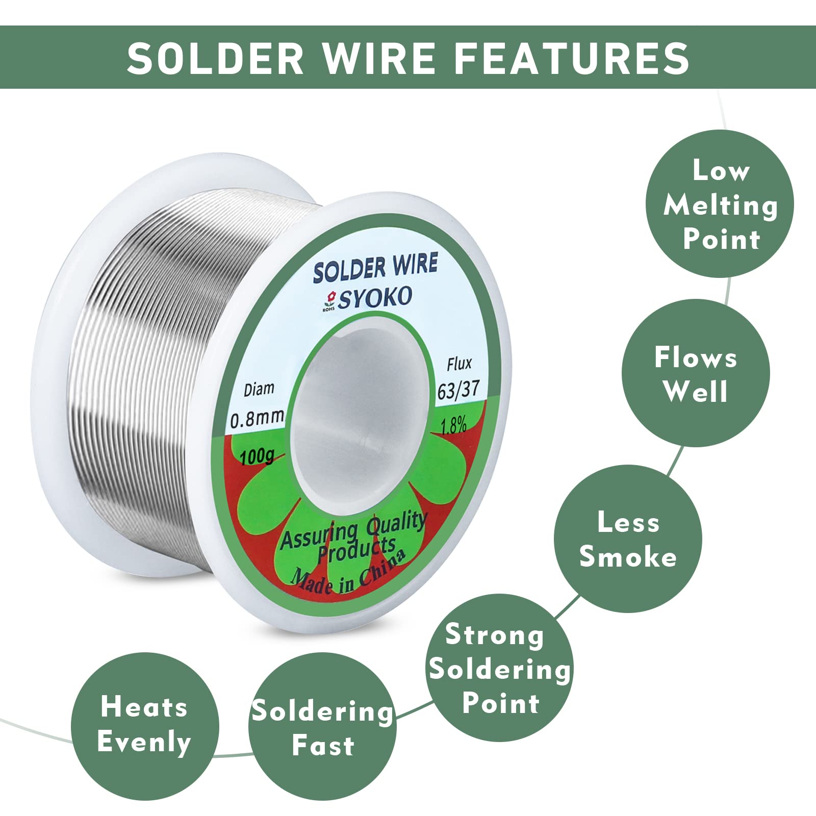 63/37 Tin Lead Solder Wire - 0.8mm, 20g, Rosin Core For Electronics Repair & DIY