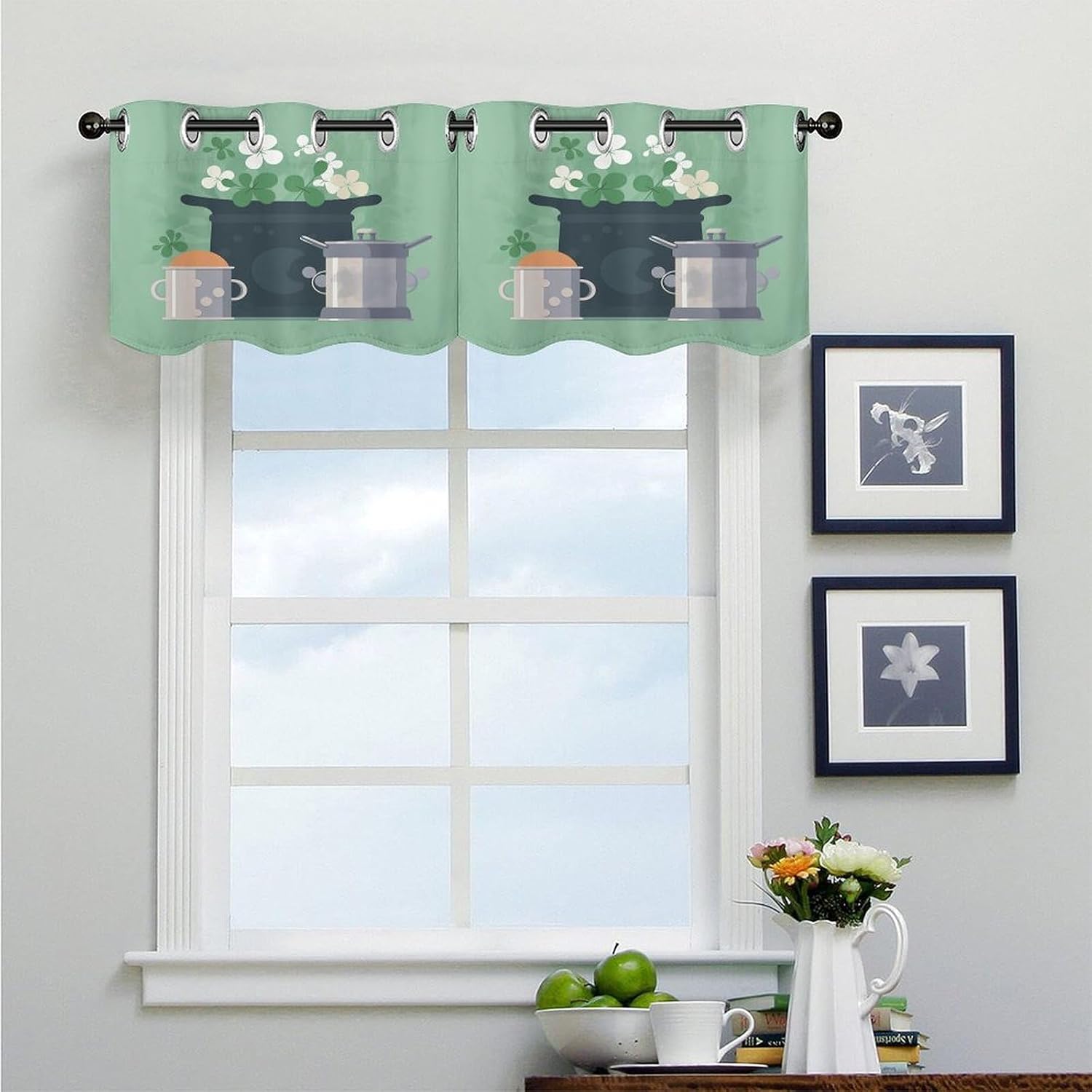 Leaves in Hat Curtain 2 Panels, Polyester Fiber, Blackout Insulated Window Curtain, Curtain Valance for Kitchen Dining Room Living Room Cafe Small Window 52 * 18.1 Inches