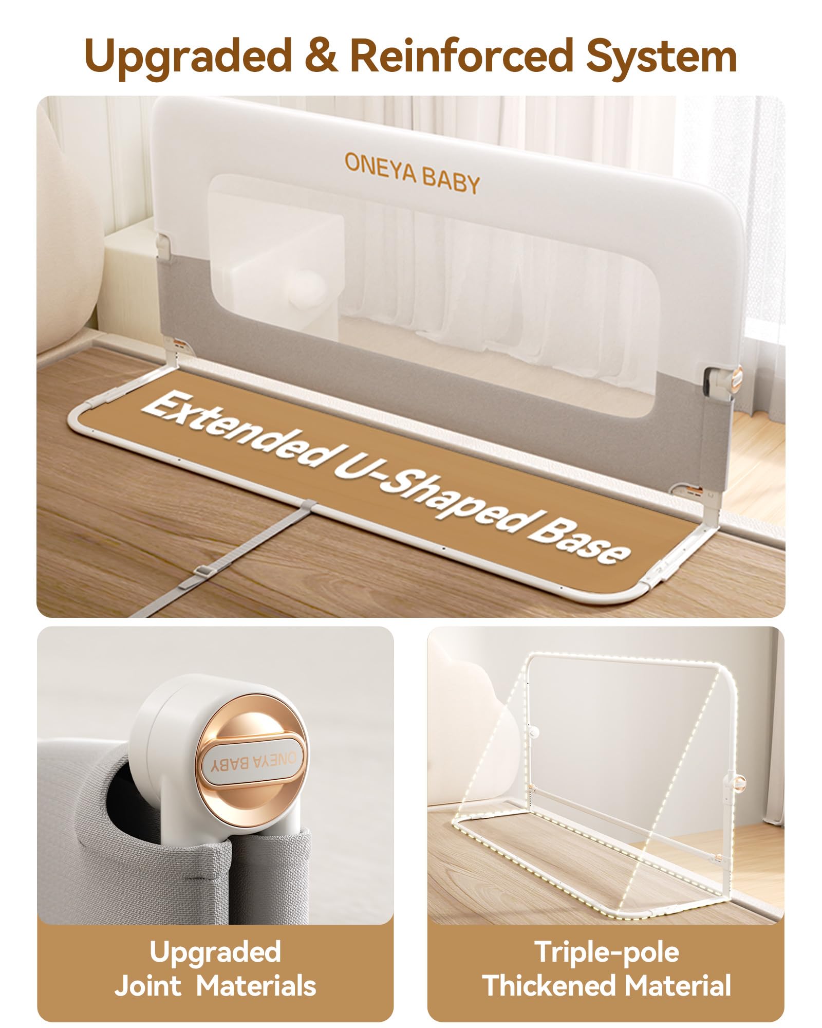 Protector de barandilla para cama de bebé, riel grueso de 48 pulgadas para niños pequeños, extra alto, para niños, barandilla lateral de seguridad para niños, para cama individual, matrimonial, Queen