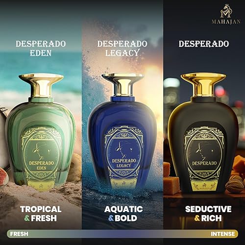 Miniatura 5 de Mahajan Desperado Eau de Parfum  Colonia poderosa y seductora para hombre  Fragancia picante, amaderada y dulce para día y noche  Perfume de lujo de