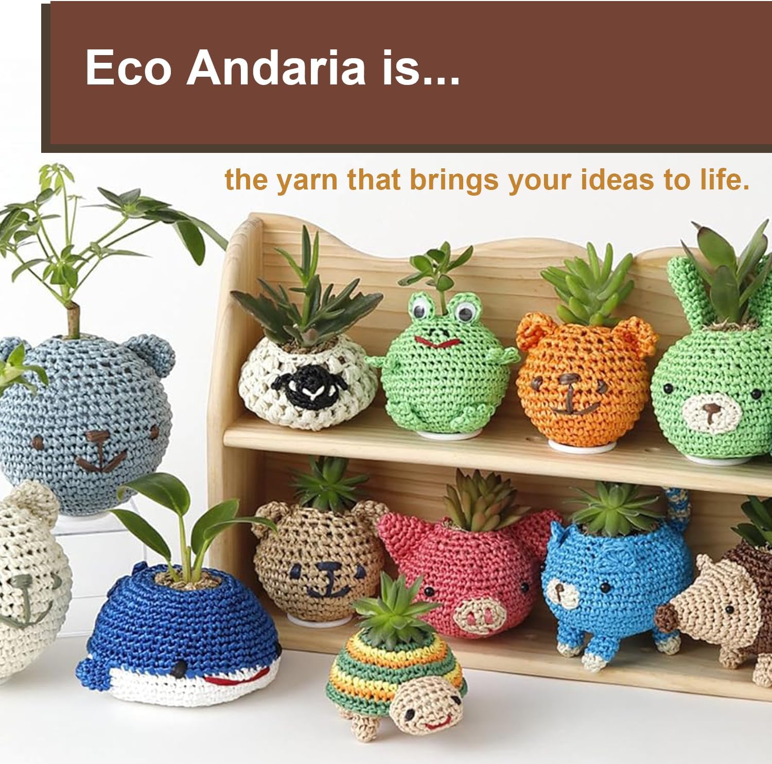 Hamanaka Eco Andaria 5-Ball Set – 100% Rayon Tape Yarn for Crochet and Knitting, Biodegradable, Lightweight for Summer Hats, Bags, and DIY Crafts (Deep Brown)